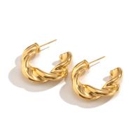 Roestvrij staal Stud Earrings, Letter C, mode sieraden & voor vrouw, gouden, 30x26mm, Verkocht door pair