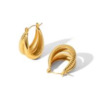 Stainless Steel Lever Terug Earring, mode sieraden & voor vrouw, gouden, 24x20mm, Verkocht door pair