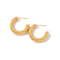 Roestvrij staal Stud Earrings, Letter C, mode sieraden & voor vrouw, gouden, 21.60x3.60mm, Verkocht door pair