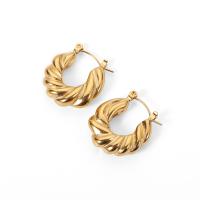 Stainless Steel Lever Terug Earring, mode sieraden & voor vrouw, gouden, 22.30x19.80mm, Verkocht door pair