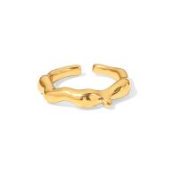 Anel de dedo de aço inoxidável, joias de moda & para mulher, dourado, 18x4mm, vendido por PC