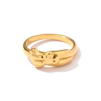 Rozsdamentes acél Finger Ring, divat ékszerek & különböző méretű a választás & a nő, aranysárga, 6mm, Méret:6-8, Által értékesített PC