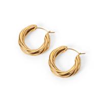 Stainless Steel Lever Back Earring, 314 Stainless Steel, Donut, Vacuum Ion Plating, fashion jewelry & for woman, golden, 22.50x4.80mm, Sold By Pair