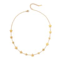 Collar de acero inoxidable de la joyería, con 5cm extender cadena, Estrella, para mujer, dorado, longitud 41 cm, Vendido por UD