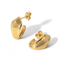 Boucle d'oreille de gaujon en acier inoxydable, bijoux de mode & pour femme, doré, 10x20mm, Vendu par paire