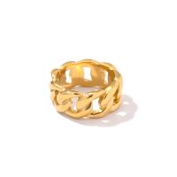 Палец кольцо из нержавеющей стали, Кольцевая форма, разный размер для выбора & Женский & отверстие, Золотой, 10mm, размер:6-8, продается PC
