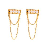 Freshwater Pearl Earrings, Brass, with Freshwater Pearl, gold color plated, fashion jewelry & for woman, golden, nickel, lead & cadmium free, 24.40x51.60mm, Sold By Pair