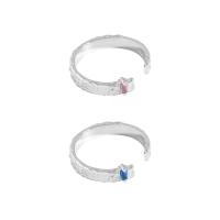 925 Sterling Silver Finger Rings, platinum plated, Korean style & adjustable & micro pave cubic zirconia & for woman, more colors for choice, 5.05mm, US Ring Size:6, Sold By PC