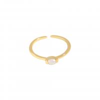 Solidny srebrny pierścień, Srebro 925, ze Shell Pearl, Pozłacane 18K, Koreański styl & regulowany & dla kobiety, 3.76mm, rozmiar:6, sprzedane przez PC
