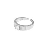 Solidny srebrny pierścień, Srebro 925, Wzór geometryczny, Powlekane, Koreański styl & regulowany & mikro utorować cyrkonia & dla kobiety, dostępnych więcej kolorów, 21.03x5.50mm, rozmiar:6, sprzedane przez PC