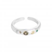 Solidny srebrny pierścień, Srebro 925, Koreański styl & regulowany & mikro utorować cyrkonia & dla kobiety, srebro, 4.77mm, rozmiar:6, sprzedane przez PC