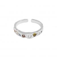 Solidny srebrny pierścień, Srebro 925, Powlekane, Koreański styl & regulowany & mikro utorować cyrkonia & dla kobiety, dostępnych więcej kolorów, rozmiar:6, sprzedane przez PC
