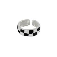 925 Sterling Silver Finger Rings plated Korean style & adjustable & for woman & enamel 7.76mm US Ring Sold By PC