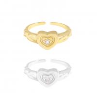 Sterling Silver Κοσμήματα δάχτυλο του δακτυλίου, 925 Sterling Silver, Καρδιά, επιχρυσωμένο, Κορεατικό ύφος & ρυθμιζόμενο & μικρο ανοίξει κυβικά ζιρκονία & για τη γυναίκα, περισσότερα χρώματα για την επιλογή, 8.05mm, Μέγεθος:6, Sold Με PC