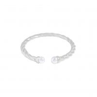 Solidny srebrny pierścień, Srebro 925, ze Perła plastikowa, Platerowane platyną, Koreański styl & regulowany & dla kobiety, 1.55mm, rozmiar:5.5, sprzedane przez PC