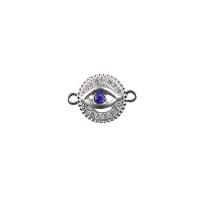 Evil Eye Pendants, Tibetan Style, platinum color plated, DIY & with rhinestone, nickel, lead & cadmium free, 20x14mm, Sold By PC