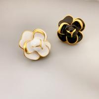 Brass Stud Earring, Flower, 18K gold plated, for woman & enamel, more colors for choice, 19.10mm, Sold By Pair