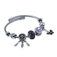 Bracelet European , Acier titane, avec cristal, Placage, Réglable & pour femme, violet, Longueur Environ 7.87 pouce, 3PC/lot, Vendu par lot