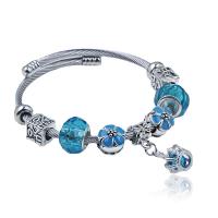 European Bracelet Titanium Steel with Crystal plated Adjustable & for woman & enamel skyblue Sold By Lot