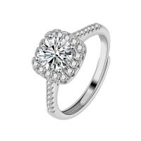 Cubic Zirconia Micro Pave Brass Ring, with Moissanite, platinum color plated, Adjustable & micro pave cubic zirconia & for woman, Sold By PC