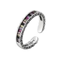Cubic Zirconia Micro Pave Brass Ring platinum color plated Adjustable & micro pave cubic zirconia & for woman multi-colored Sold By PC