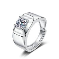 Cubic Zirconia Micro Pave Brass Ring platinum color plated Adjustable & micro pave cubic zirconia & for woman Sold By PC