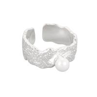 Brass Finger Ring, with Plastic Pearl, plated, Adjustable & for woman, more colors for choice, Sold By PC