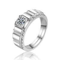 Anilo de dedo, metal, chapado en color de platina, Ajustable & para mujer & con diamantes de imitación, Vendido por UD