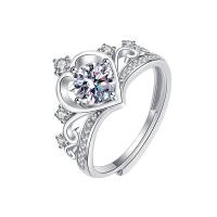 Rhinestone Finger Ring Brass plated Adjustable & for woman & with rhinestone silver color Sold By PC