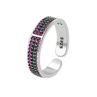 Krychlový Circonia Micro vydláždit mosazný prsten, Mosaz, Nastavitelný & micro vydláždit kubické zirkony & pro ženy, stříbro, Prodáno By PC