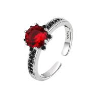 Cubic Zirconia Micro Pave Brass Ring, plated, Adjustable & micro pave cubic zirconia & for woman, red, Sold By PC