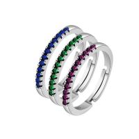 Cúbicos Circonia Micro Pave anillo de latón, metal, chapado, Ajustable & micro arcilla de zirconia cúbica & para mujer, más colores para la opción, Vendido por UD