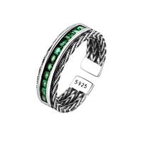 Cubique anneau en laiton Circonia Micro Pave, Placage, Réglable & pavé de micro zircon & pour femme, vert, Vendu par PC