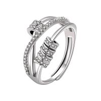 Cubic Zirconia Micro Pave Brass Ring, plated, Adjustable & micro pave cubic zirconia & for woman, more colors for choice, Sold By PC