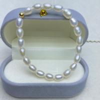 Pérolas de água doce pulseira, with cobre, joias de moda & para mulher, branco, 5-6mm, comprimento Aprox 7.5 inchaltura, vendido por PC