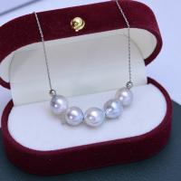 Акойя культивированные жем Ожерелье, с Латунь, ювелирные изделия моды & Женский, белый, 8-9mm, длина:Приблизительно 17 дюймовый, продается PC