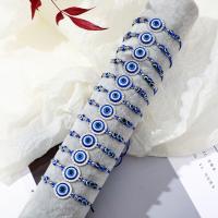 Evil Eye Jewelry Bracelet, Tibetan Style, with Resin, 12 pieces & Adjustable & fashion jewelry & Unisex & with rhinestone, blue, nickel, lead & cadmium free, Length:Approx 7.09 Inch, Sold By Set