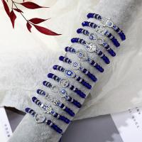 Bracelet Evil Eye bijoux, alliage de zinc, avec cristal, 12 pièces & Réglable & bijoux de mode & unisexe & avec strass, bleu, protéger l'environnement, sans nickel, plomb et cadmium, Longueur:Environ 7.09 pouce, Vendu par fixé