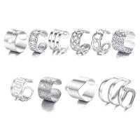 Cink Alloy Ring Set, Cink ötvözet, ezüst színű bevonattal, 10 darab & divat ékszerek & egynemű, nikkel, ólom és kadmium mentes, Által értékesített Set