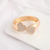 Zinc Alloy Bangle Heart fashion jewelry & with rhinestone golden nickel lead & cadmium free inner 58~65mm Sold By PC