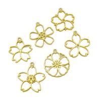 Tibetan Style Flower Pendants, gold color plated, DIY & different styles for choice & hollow, more colors for choice, nickel, lead & cadmium free, Approx 100PCs/Bag, Sold By Bag