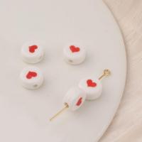 Printing Porcelain Beads, Flat Round, DIY, white, 10mm, Approx 50PCs/Bag, Sold By Bag
