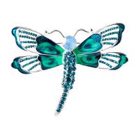 Enamel Brooch, Tibetan Style, Dragonfly, silver color plated, for woman & with rhinestone, more colors for choice, nickel, lead & cadmium free, 65x50mm, Sold By PC