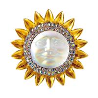 Plastic Pearl Brooch Zinc Alloy with Plastic Pearl Sun gold color plated Unisex & can be used as brooch or pendant & with rhinestone nickel lead & cadmium free Sold By PC