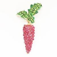 Rhinestone Brooch Zinc Alloy Carrot gold color plated for woman & enamel & with rhinestone pink nickel lead & cadmium free Sold By PC