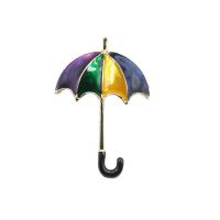 Broche émail, alliage de zinc, parapluie, Placage de couleur d'or, pour femme, multicolore, protéger l'environnement, sans nickel, plomb et cadmium, 24x37mm, Vendu par PC