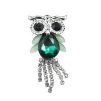 Rhinestone Brooch Zinc Alloy Owl silver color plated for woman & with rhinestone nickel lead & cadmium free Sold By PC