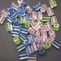 Transparent Acrylic Beads, Column, injection moulding, DIY, mixed colors, 7x10mm, Approx 1000PCs/Bag, Sold By Bag
