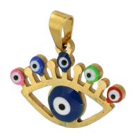 Evil Eye Pendants, 304 Stainless Steel, Vacuum Plating, fashion jewelry & DIY, golden, nickel, lead & cadmium free, 22x16x3mm, Hole:Approx 3mm, Sold By PC