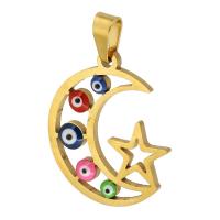 Evil Eye Pendants, 304 Stainless Steel, Vacuum Plating, fashion jewelry & DIY, golden, nickel, lead & cadmium free, 19x22x2mm, Hole:Approx 3mm, Sold By PC